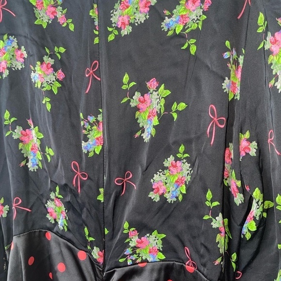 FOR LOVE & LEMONS Wilson Mixed Print Front Cutout Ruched Midi Dress Size 1X - Picture 9 of 11